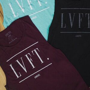 LIVE FIT Women's Muscle Tee - Black & Burgundy